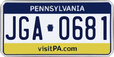 PA license plate JGA0681