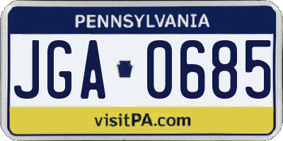 PA license plate JGA0685