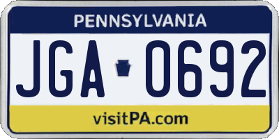 PA license plate JGA0692