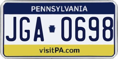 PA license plate JGA0698