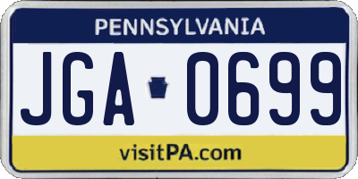PA license plate JGA0699
