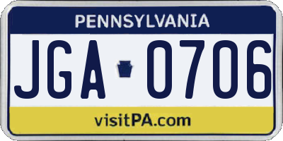 PA license plate JGA0706