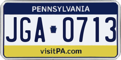 PA license plate JGA0713