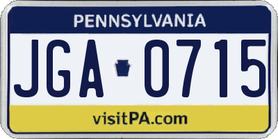 PA license plate JGA0715