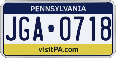 PA license plate JGA0718