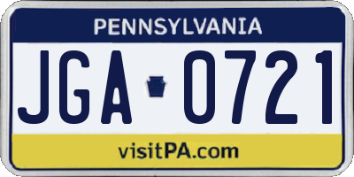 PA license plate JGA0721