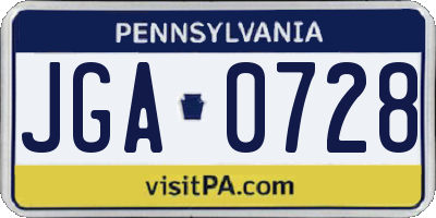 PA license plate JGA0728
