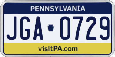 PA license plate JGA0729
