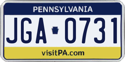 PA license plate JGA0731
