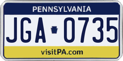PA license plate JGA0735