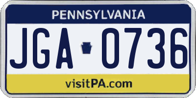 PA license plate JGA0736