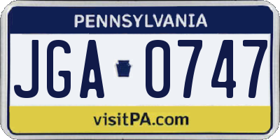 PA license plate JGA0747
