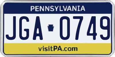 PA license plate JGA0749