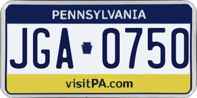 PA license plate JGA0750