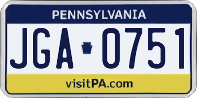 PA license plate JGA0751