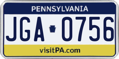 PA license plate JGA0756
