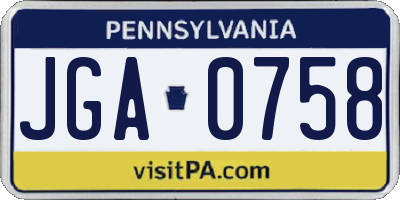 PA license plate JGA0758