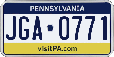 PA license plate JGA0771