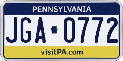 PA license plate JGA0772