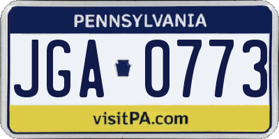 PA license plate JGA0773