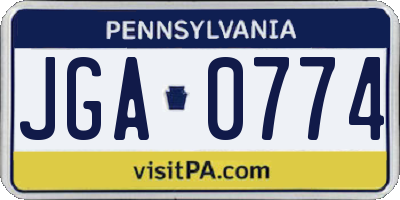 PA license plate JGA0774