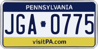 PA license plate JGA0775