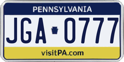 PA license plate JGA0777