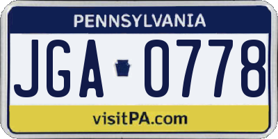 PA license plate JGA0778