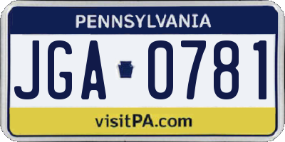 PA license plate JGA0781