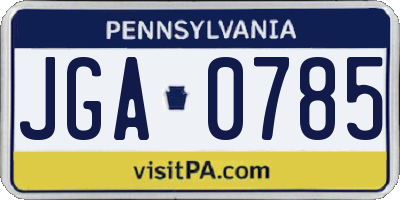 PA license plate JGA0785