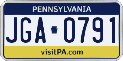 PA license plate JGA0791