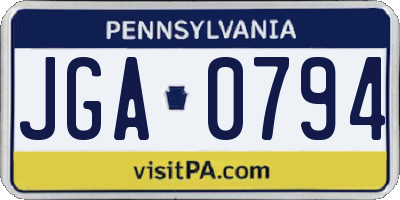 PA license plate JGA0794