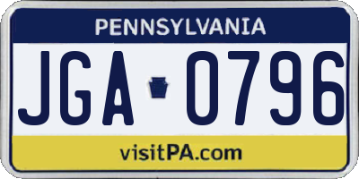 PA license plate JGA0796