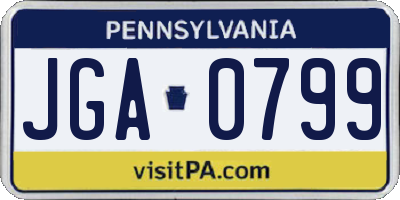 PA license plate JGA0799