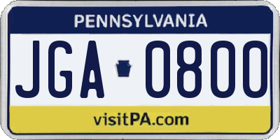 PA license plate JGA0800