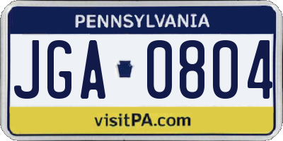 PA license plate JGA0804