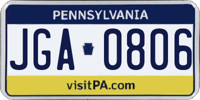 PA license plate JGA0806