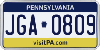 PA license plate JGA0809