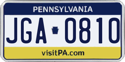 PA license plate JGA0810