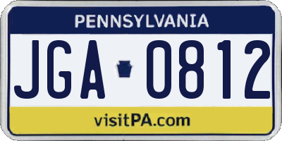 PA license plate JGA0812