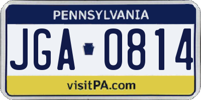 PA license plate JGA0814
