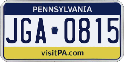 PA license plate JGA0815