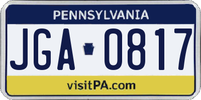 PA license plate JGA0817
