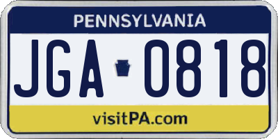 PA license plate JGA0818