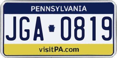 PA license plate JGA0819