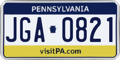 PA license plate JGA0821