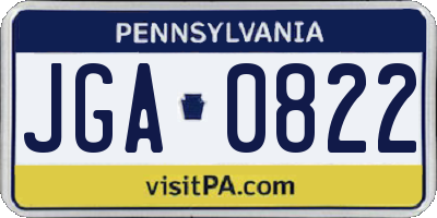 PA license plate JGA0822