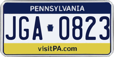 PA license plate JGA0823