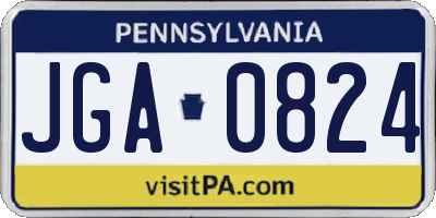 PA license plate JGA0824