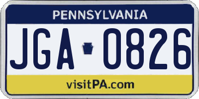 PA license plate JGA0826